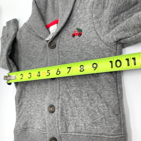 New Carter’s Baby Boy Christmas embroidered red truck/ gray button up Cardigan - Picture 10 of 12